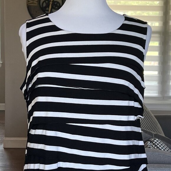 Alfani Sleeveless Knit Dress Plus Size 1X Black White Layered Bandage Stretch - Picture 2 of 15